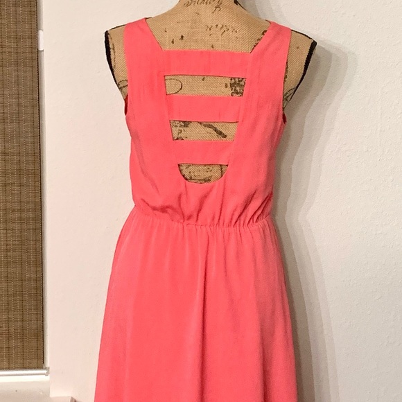 Gianni Bini Small Coral Pink High-Low Dress - Picture 3 of 3